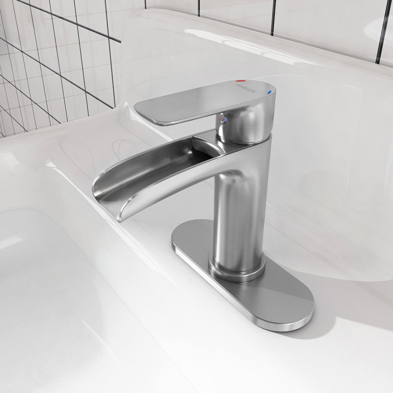Single-Hole Single-handle Bathroom Faucet with Drain Assembly, Brushed Nickel