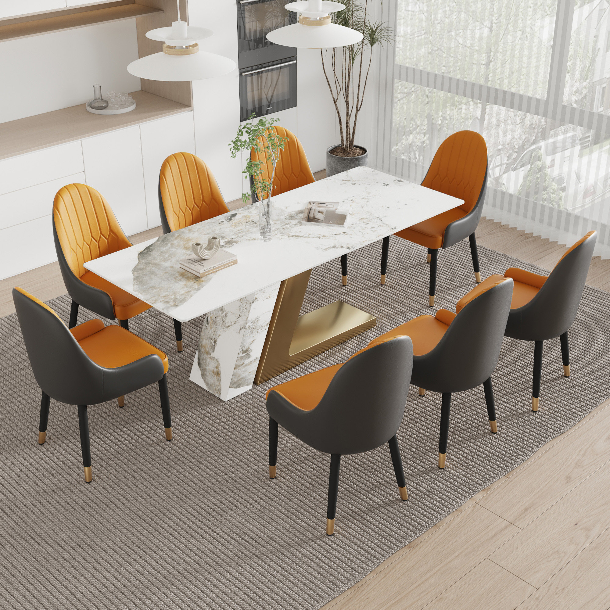 Everly Quinn Stone Dining Table Set - Wayfair Canada