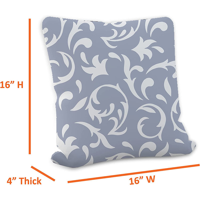 Indoor / Outdoor Damask Grey Square Throw Pillow Cover, 40.6cm x 40.6cm