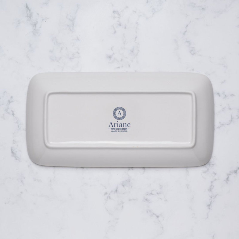 Porcelain Rectangle Plate, Aqua, 14,2 po x 6,5 po x 1,2 po