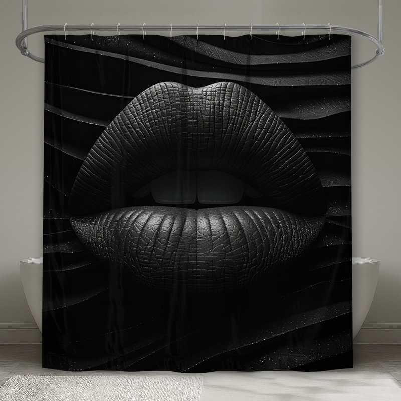 Rideau de douche Lips - Décoration de salle de bain abstraite moderne, L 70 po x H 93 po