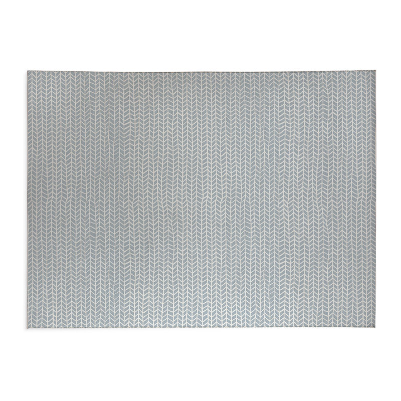 Chevron Feather Lightweight Non-Slip Kitchen Mat, Slate Blue, Rectangle 2' x 3'