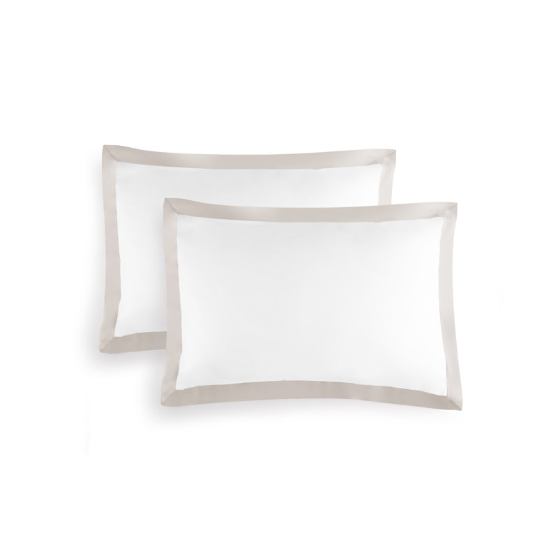 Pillowcase Set, Queen, White;Stone