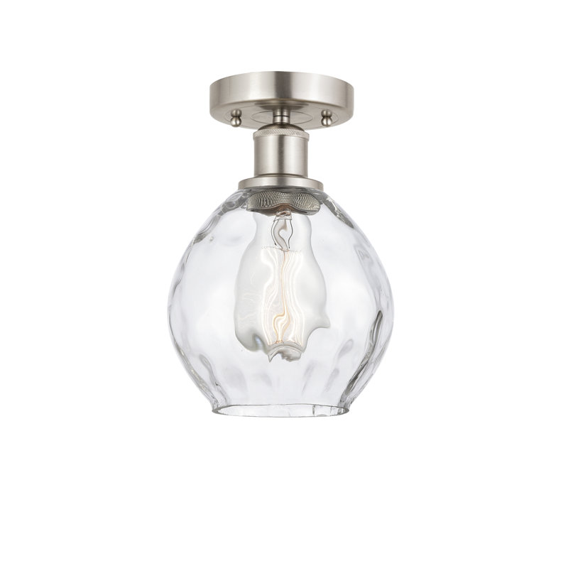 Oceanne Glass Semi Flush Mount, Brushed Satin Nickel