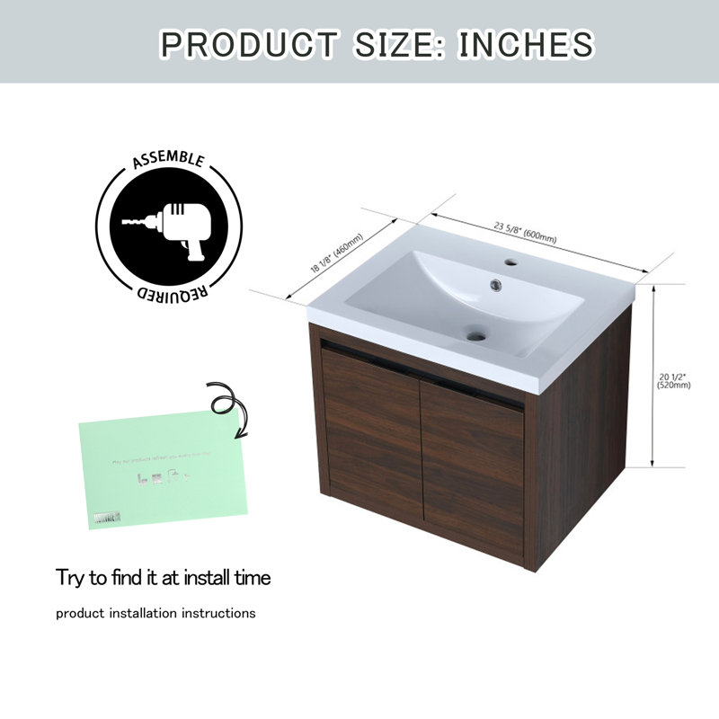 Ensemble de meuble-lavabo simple avec plateau en résine Esquina, Brun