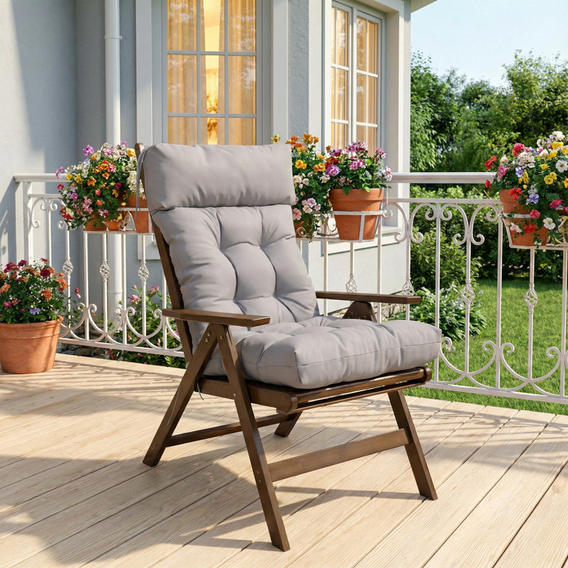 Coussin de chaise Adirondack imperméable avec attaches pour l'extérieur - Coussin de chaise berçante à dossier haut pour patio