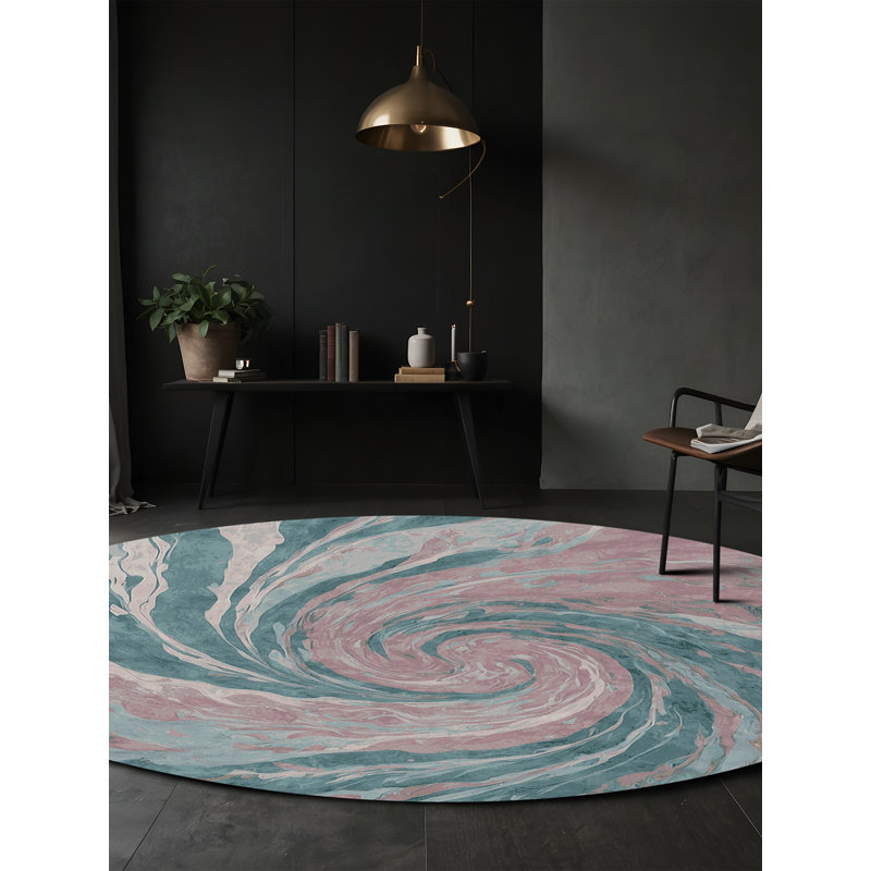 Machine Washable Pink Area Rug, Round 3'