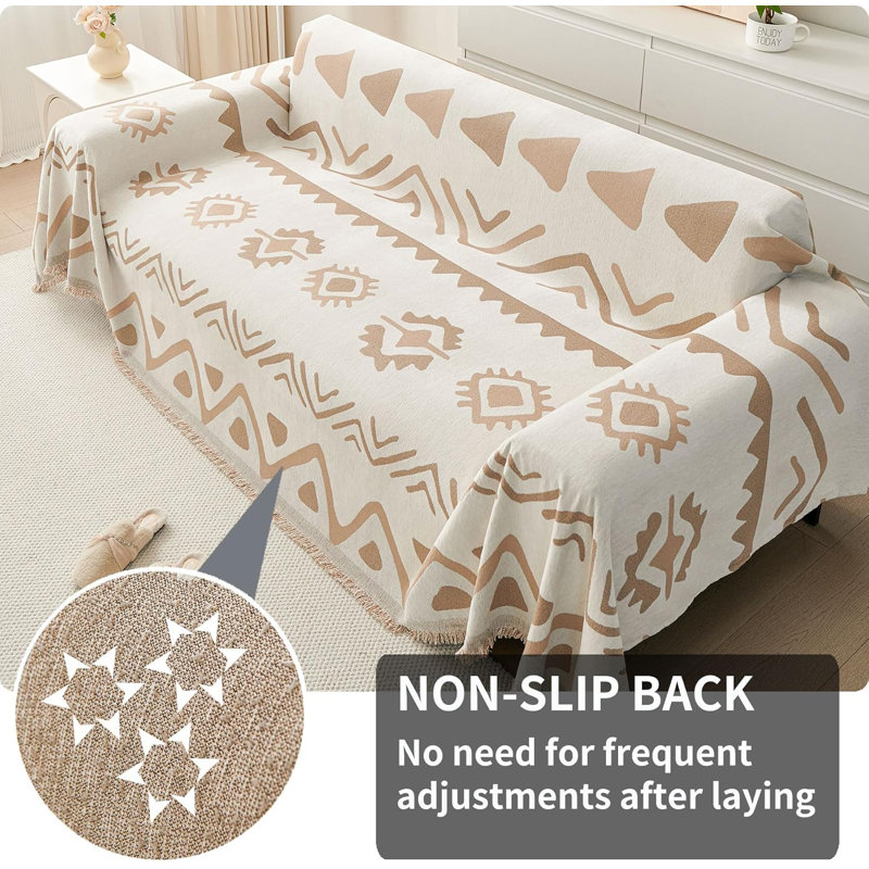 Housse de canapé antidérapante à 3 coussins - Housse de protection lavable pour animaux de compagnie, Polyester beige / brun