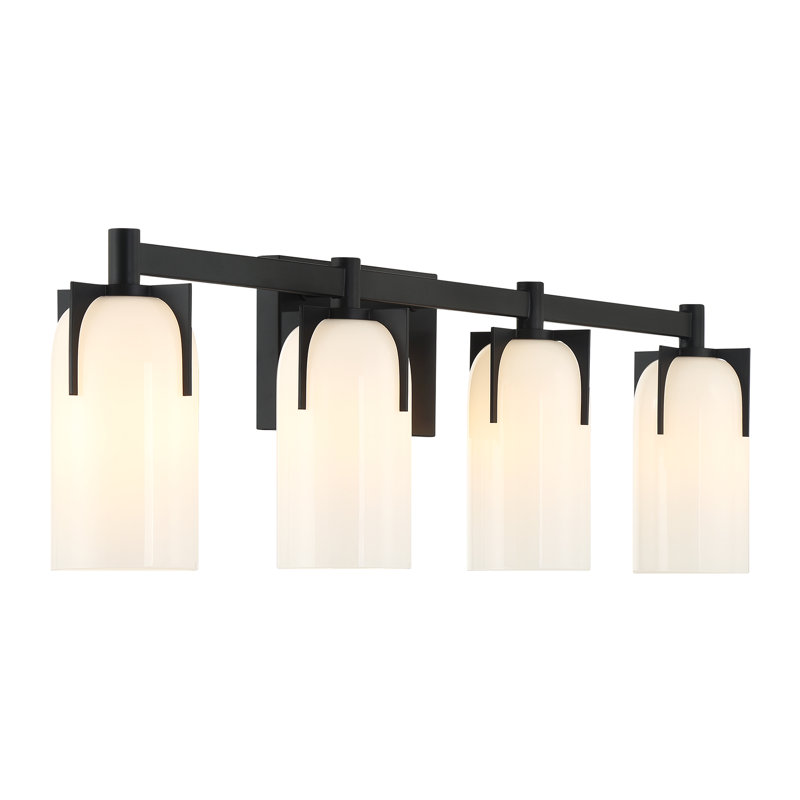 Irela 4-Light Vanity Light in Black, Black, 4 Lights, 8.5" H x 32" W x 32" D