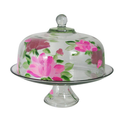 Peony Glass Cake Stand