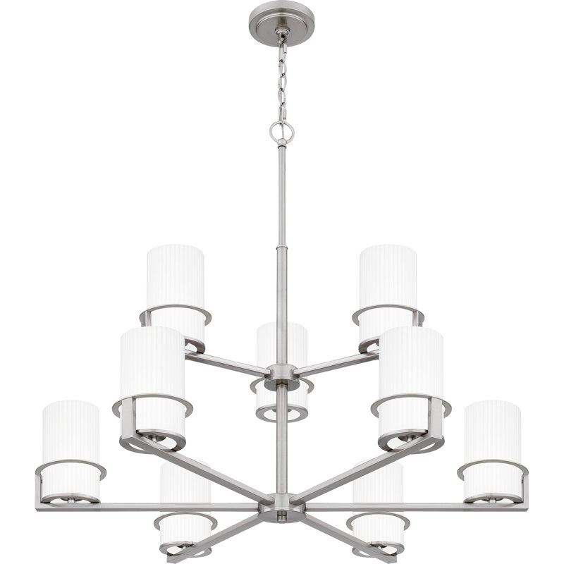 Ephemerine 9 - Light Dimmable Tiered Chandelier, Brushed Nickel
