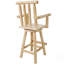 Tabouret de bar rustique - fabrication en bois de sapin, chaise avec repose-pieds, accoudoir large, tabouret de cuisine rustique, chaise de bistro haute pour salle à manger, restaurant, pub, 4 pieds, couleur brun clair