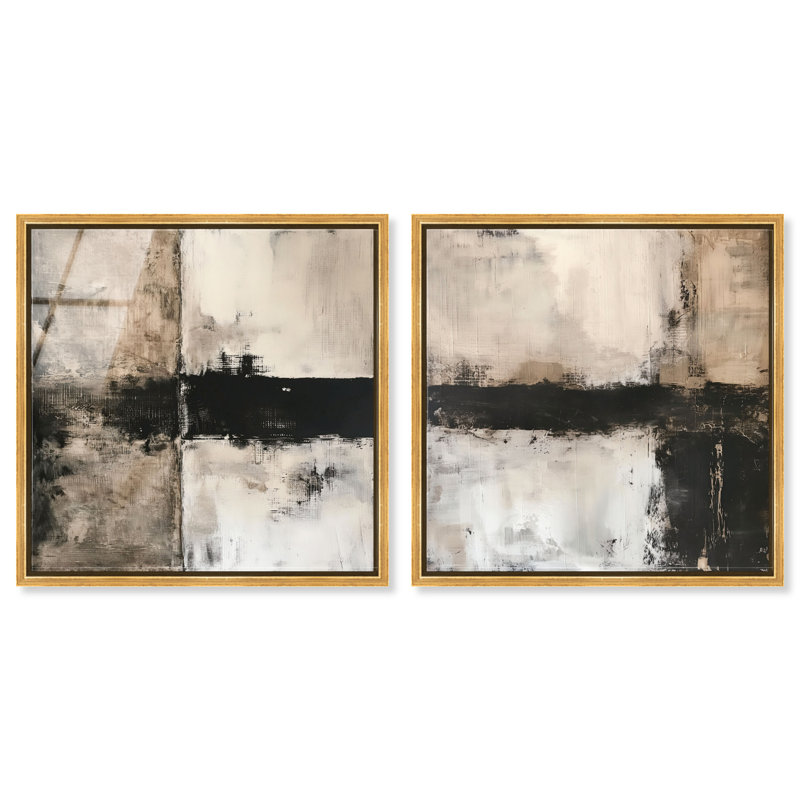 «Abstract Nuances: Surface & Organic Forms», ensemble de décorations murales Boho par Art Remedy, cadre blanc, 24 x 24