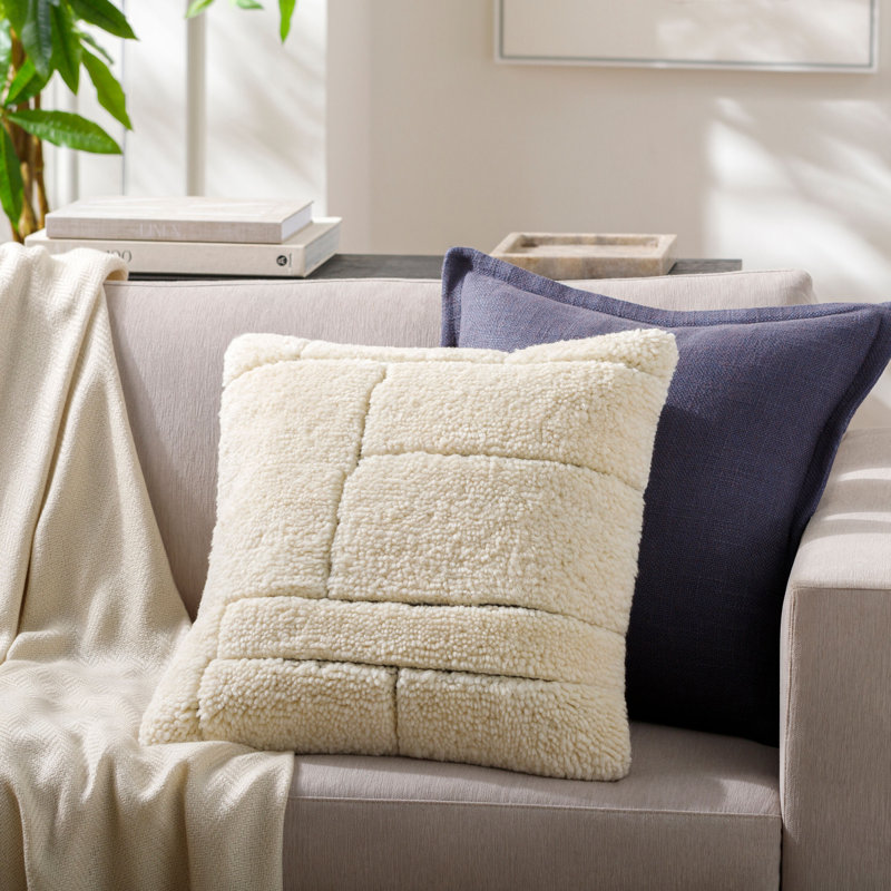 Daphine Geometric Wool Blend Throw Pillow, 18" x 18", Down