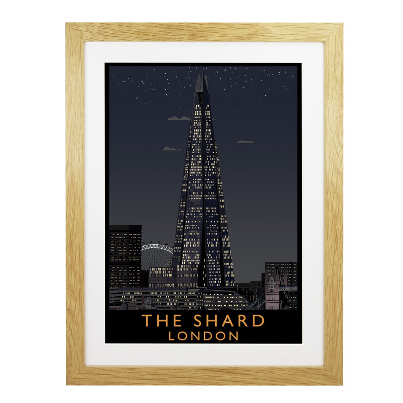 'The Shard 2' 1 Piece Wall Art, 54 cm H x 44 cm W x 2.2 cm D, Oak Wood Frame