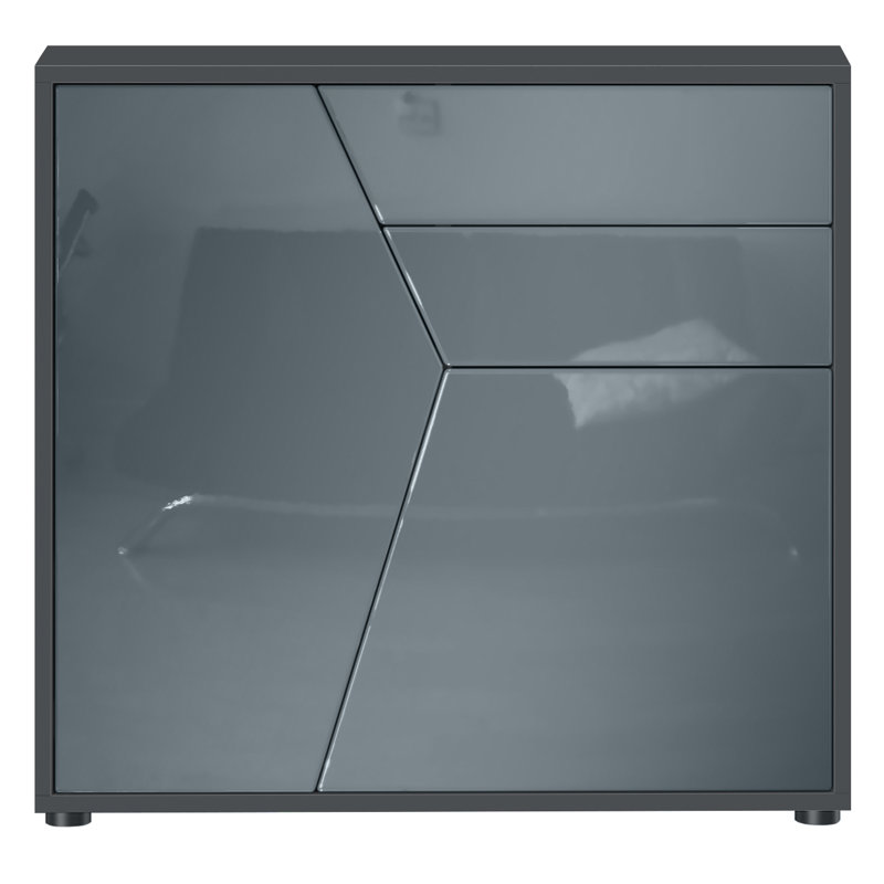 Selleck chest of drawers, Black Matt / Grey High Gloss