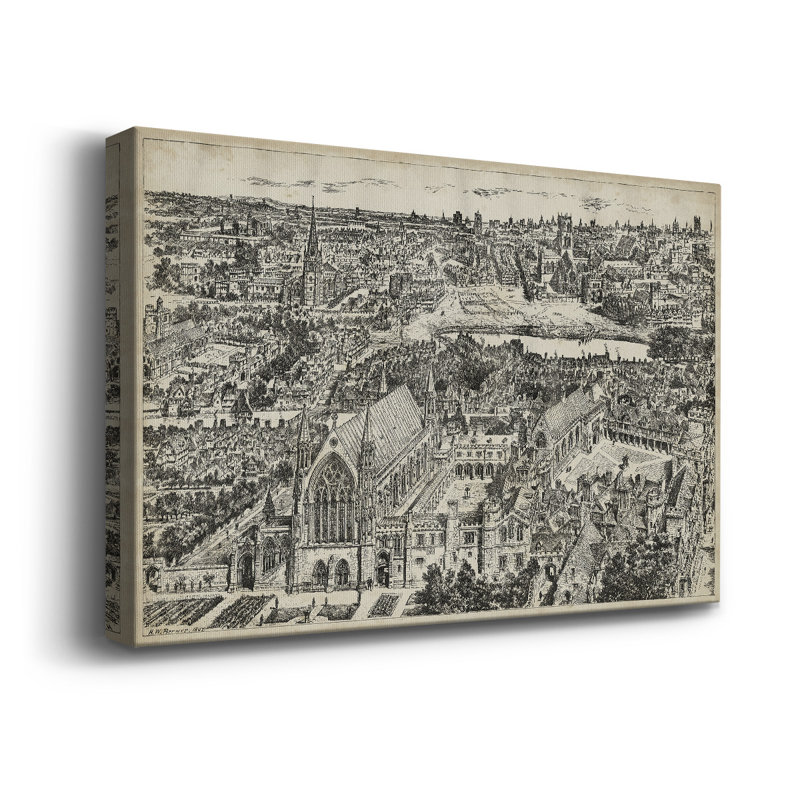«Bird's Eye View of London - Ely Place», reproduction d'art sur toile tendue, L 12 po x H 8 po