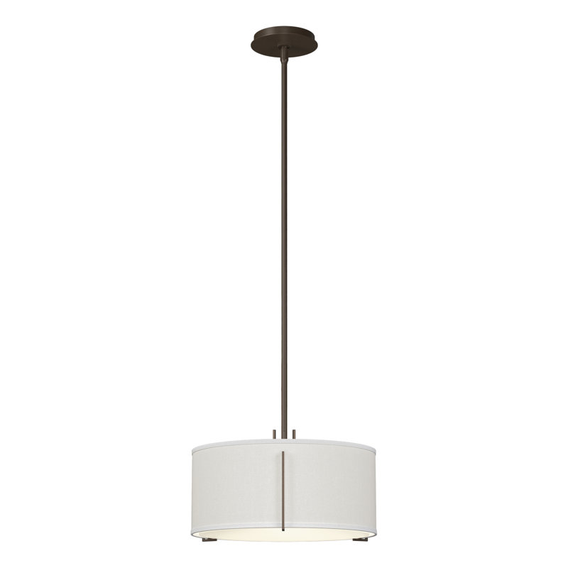 Exos 3 - Light Unique/Statement Drum Pendant, Natural Iron, Natural Anna Shade, Medium