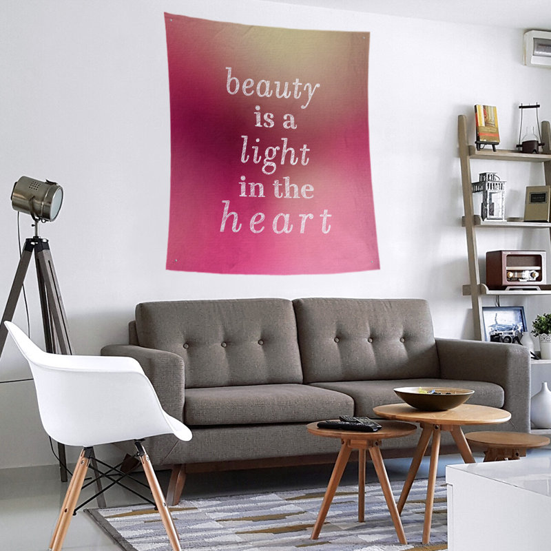 Tapisserie guillemet de beauté en polyester, H 27,5 po x l 37,5 po, Lueur rose