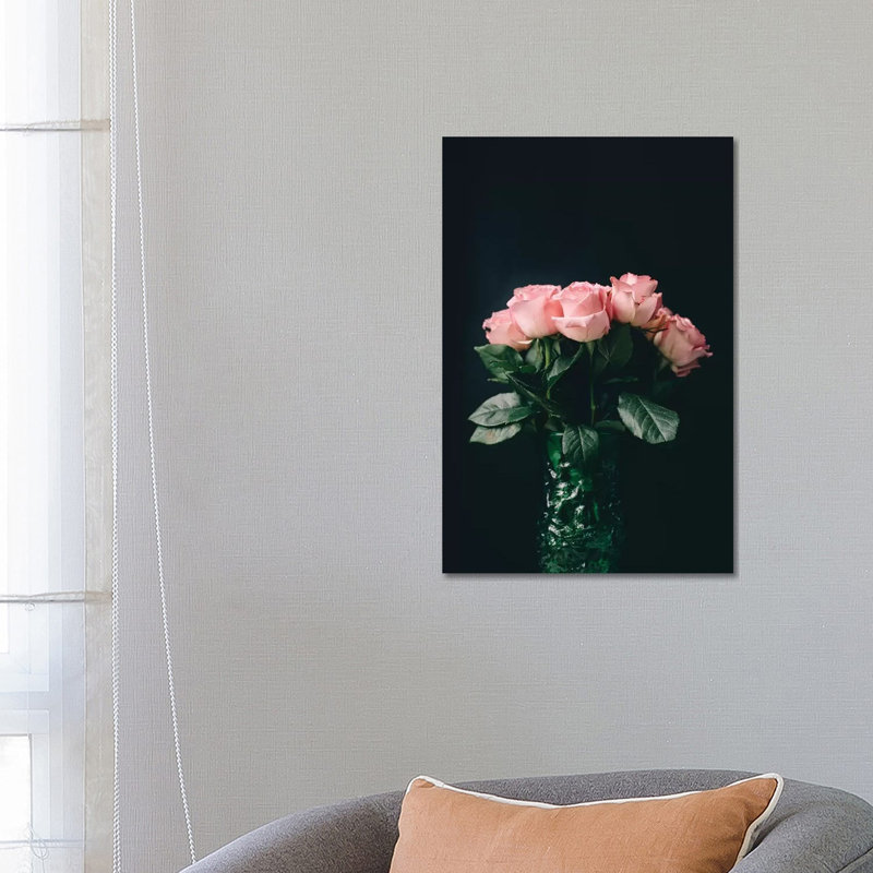 Pink Roses On Black II by Chelsea Victoria - Wrapped Canvas Print, 66.04 cm H x 45.72 cm W x 1.91 cm D