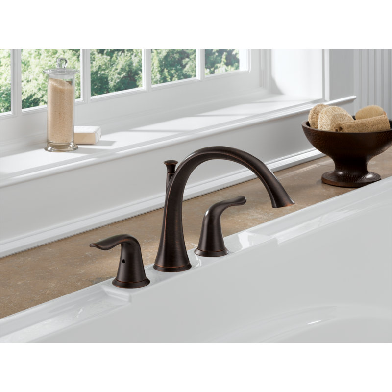 Lahara Double Handle Deck Mounted Roman Tub Faucet Trim, Venetian Bronze