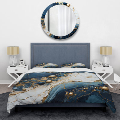 Ensemble de housse de couette Gold and Blue Geode