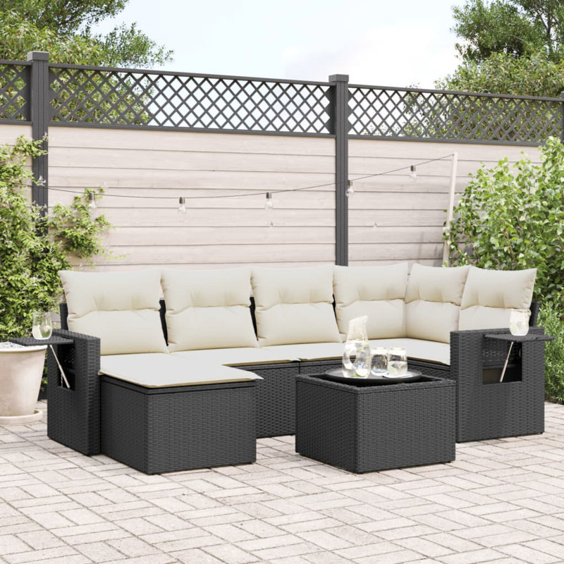 Ensemble de canapé de jardin Vidaxl crème, Noir