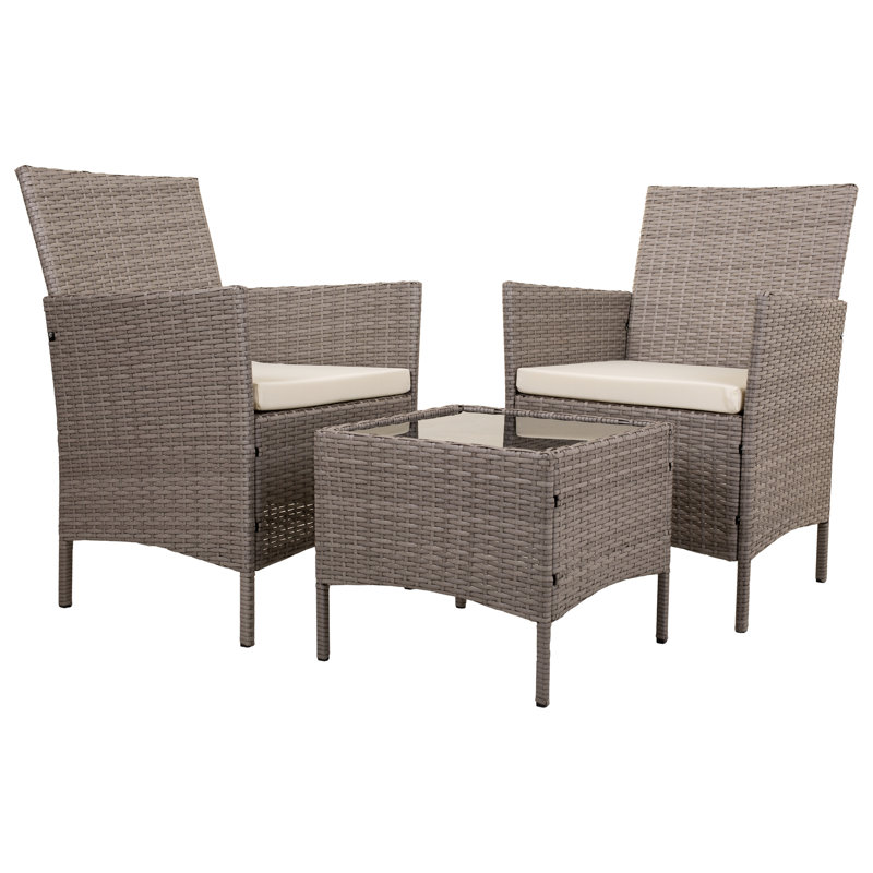 Clerveau Metal 2 - Person Seating Group with Cushions, Grey, White
