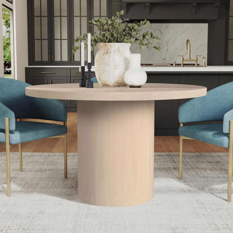 48" Round Wood Dining Table, Natural
