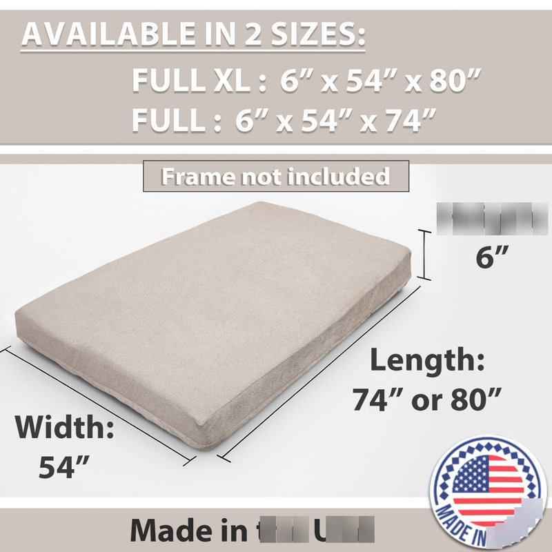 Matelas de futon double avec infusion de mousse à mémoire de forme, fermeture à glissière robuste, housse amovible, confortable pour s'asseoir et dormir dans un appartement