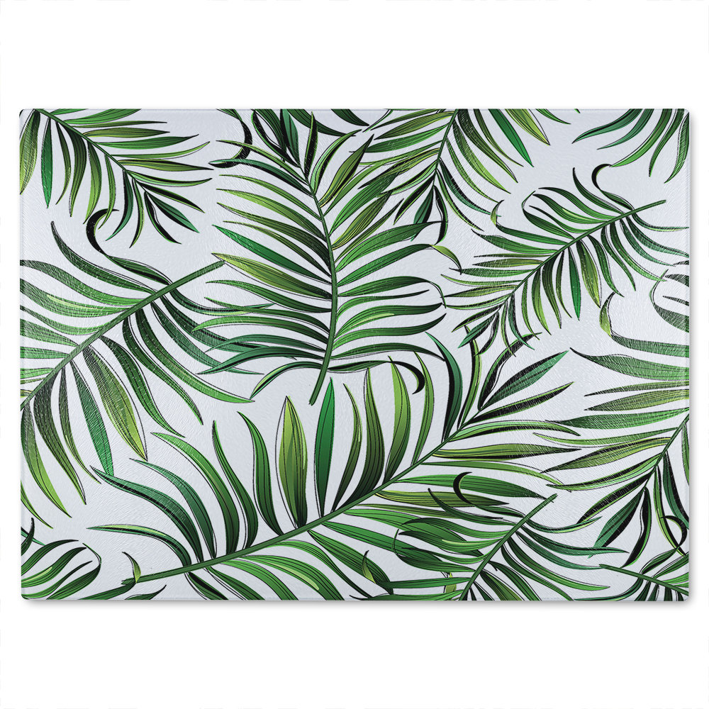 Palm Leaves Glass Chopping Board