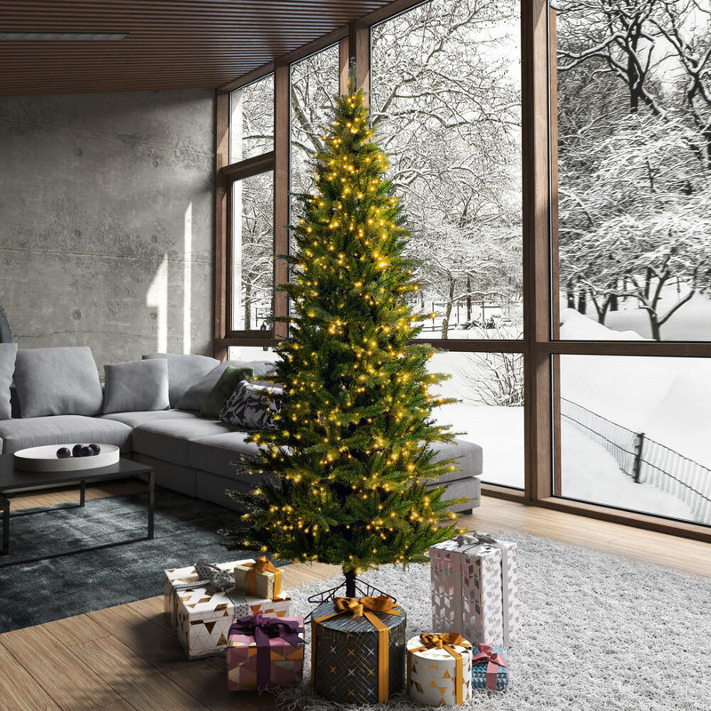 Vickerman Balsam Spruce Slim Artificial Christmas 6.5' H Lighted Artificial Pine Christmas Tree