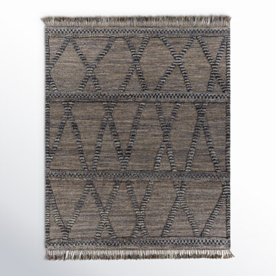 Leanna Hand-Knotted Wool Brown/Grey/Blue/Black Area Rug