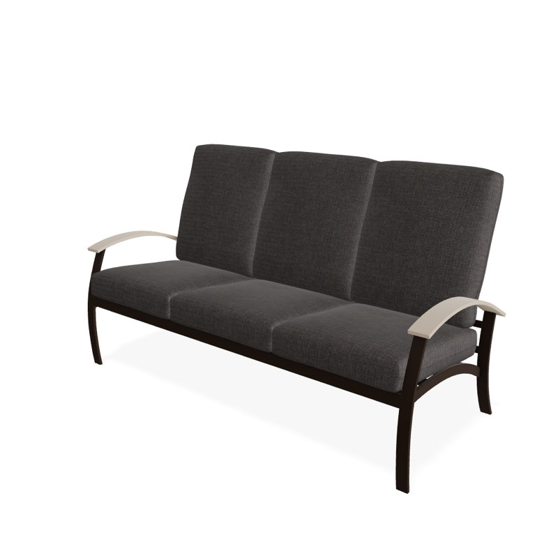 Canapé de patio 3 places avec coussins Askar, Kona texturé, Mélange anthracite