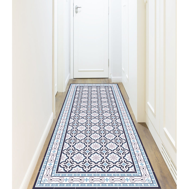 Eliasz Vinyl Machine Printed Area Rug, Rectangle 2'7.5" x 9'10.1"