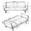 Canapé-lit convertible de 183 cm avec dossier rabattable et tablette porte-gobelet, revêtement en lin gain de place, gris-660501661