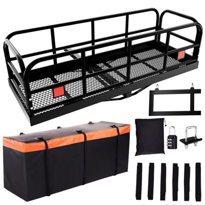 Trailer Hitch Cargo Carrier 500 Lbs, Heavy Duty Hitch Cargo Rack, 60" X 24" X 14" Folding Cargo Carrier Hitch Mount Fits 2" Hitch Receiver With Waterp