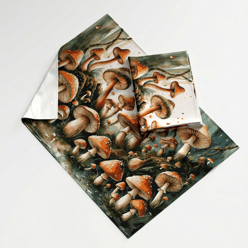 Tapisserie murale d'Halloween champignons et crapauds, 68 po x 80 po