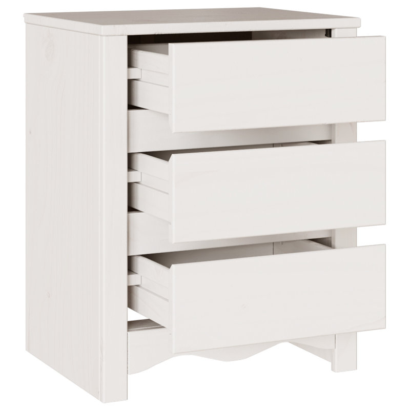 45cm W Solid Wood Bedside Table, White