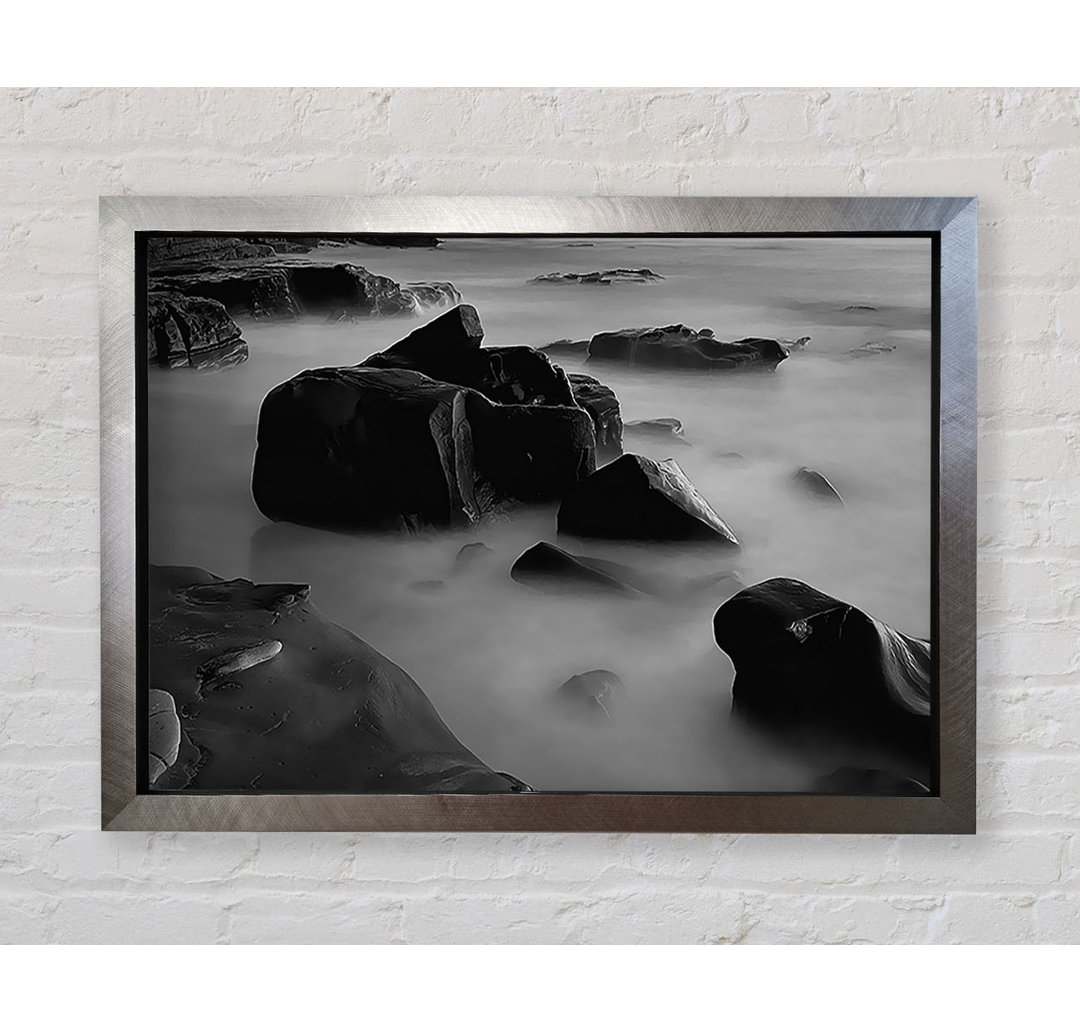 Ocean Rock Serenity B N W - Einzelner Bilderrahmen Kunstdrucke