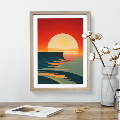 Deco Ocean Sunset No.2 - Framed Print