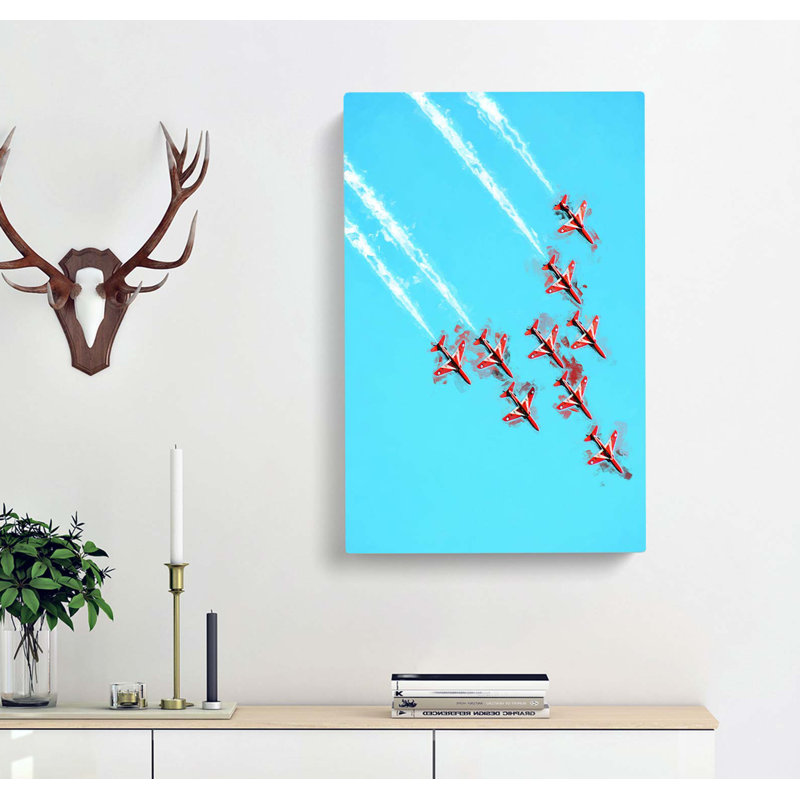 Fighter Jet Air Show in Abstract - Wrapped Canvas, 50cm H x 35cm W x 3cm D