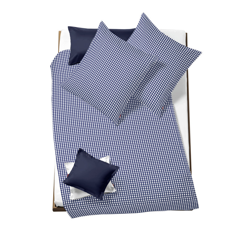 Cotton Chequered Duvet Cover Set with Pillow Shams, 135 x 200 cm