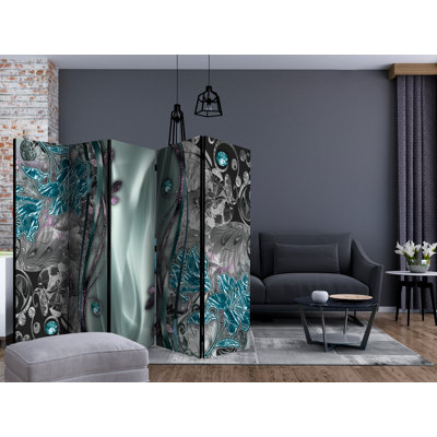Martello 225 cm W x 172 cm H 5 - Panel Solid Wood Folding Room Divider