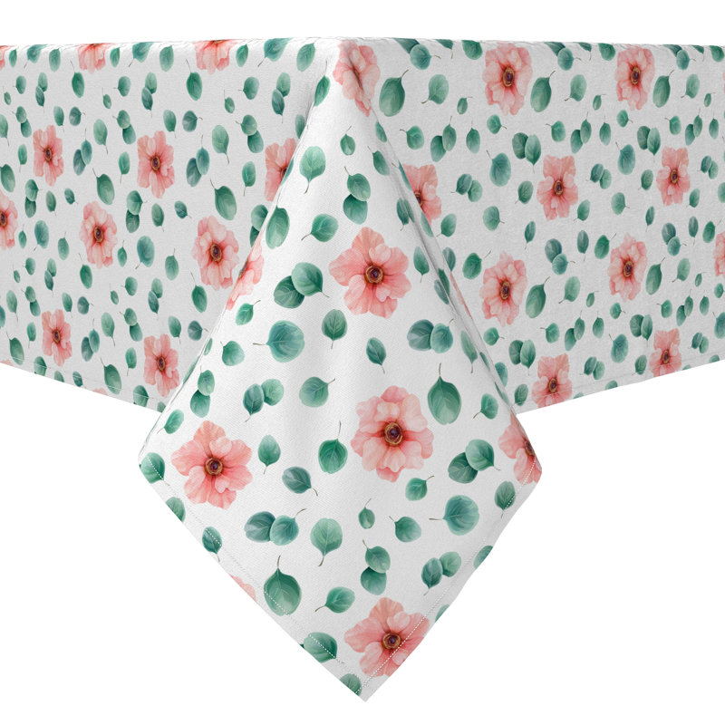Rectangular Floral Cotton Twill Tablecloth
