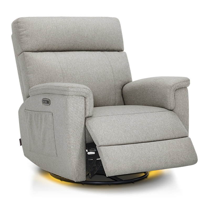 Fauteuil de chambre de bébé inclinable électrique pivotant avec appui-tête et veilleuse réglables, revêtement en tissu