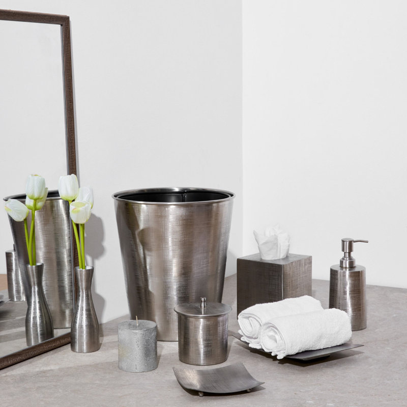 Jacquard Single Flower Bathroom Vase, Silver