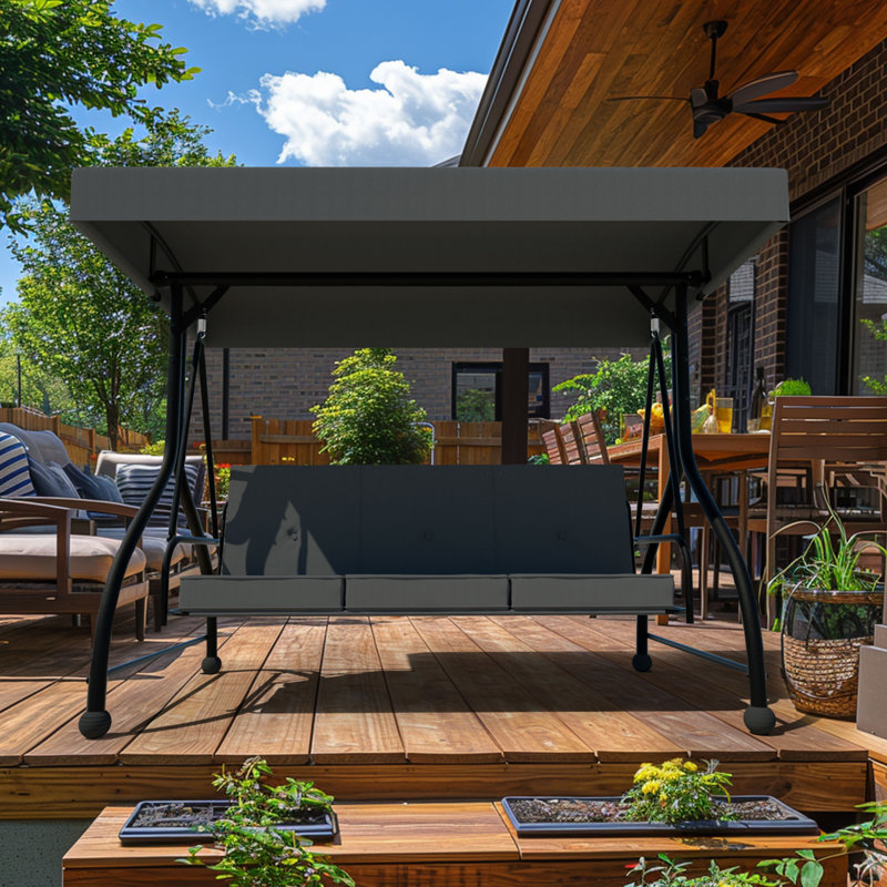 Hendren 3 Person Porch Swing with Canopy, Gray