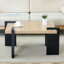 Table basse en bois naturel et bois aggloméré