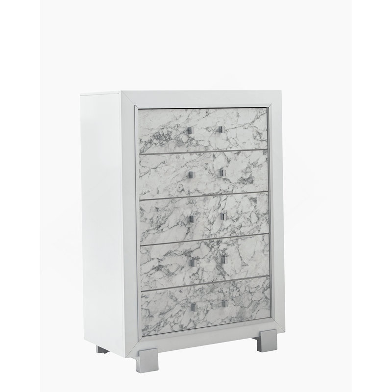 Commode verticale en bois manufacturé avec 5 tiroirs